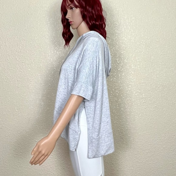 Lou & Grey French Terry Hoodie Womens Small Gray Oversized Side Slits - Picture 4 of 10